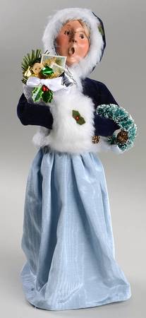 Traditional Assorted Carolers Victorian Woman With Gifts-Blue Coat - Nb802, No Box