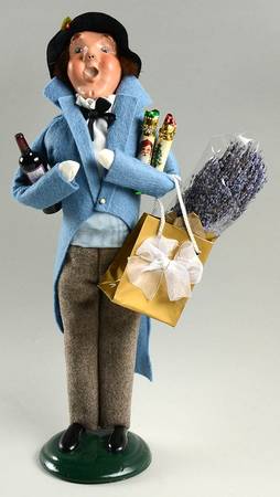 Traditional Assorted Carolers Victorian Shopper Man-Blue Coat - No Box Nb1155