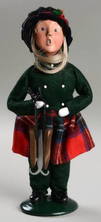 Traditional Assorted Carolers Girl With Skates-Green Coat - Nb787, No Box