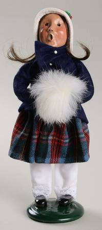 Traditional Assorted Carolers Girl With Muff-Blue Coat - Nb852, No Box