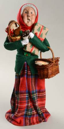 Traditional Assorted Carolers Shopper Grandmother With Baskets-Green - Nb778, No Box