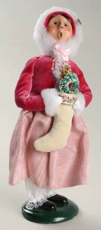 Traditional Assorted Carolers Victorian Girl With Stocking - No Box
