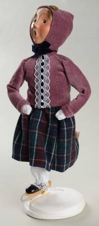 Winter Outdoor Activities Skater Girl-Pink Coat Lace Trim - No Box