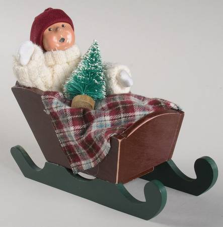 Winter Outdoor Activities Toddler In Sleigh With Tree - No Box