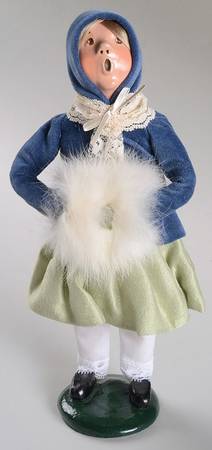 Victorian Assorted Carolers Girl With Muff-Blue / Mint Green - No Box