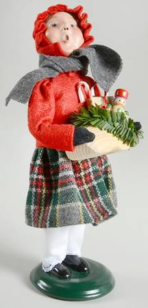 Traditional Assorted Carolers Girl With Wood Shoe Of Toys - No Box
