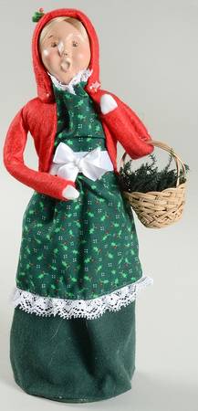 Traditional Assorted Carolers Woman With Basket Of Greenery - Nb912, No Box