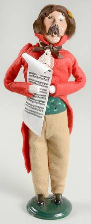 Traditional Assorted Carolers Mustache Man With Music-Red Coat - Nb909, No Box