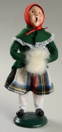 Traditional Assorted Carolers Girl With Muff-Green Lace Trimmed Coat - Nb926, No Box