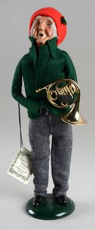 Christmas Waits Man With French Horn-Green Coat - No Box