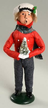 Traditional Assorted Carolers Boy With Tree-Blue Coat - No Box