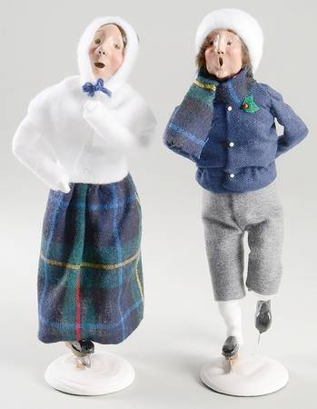 Winter Outdoor Activities Skater Couple-Blue & White - No Box