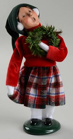 Traditional Assorted Carolers Girl With Wreath-Plaid Skirt - Nb954, No Box