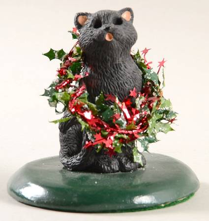Singing Cats Black Cat With Wreath - No Box