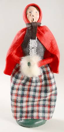 Traditional Assorted Carolers Woman With White Muff-Red Coat - Nb980, No Box