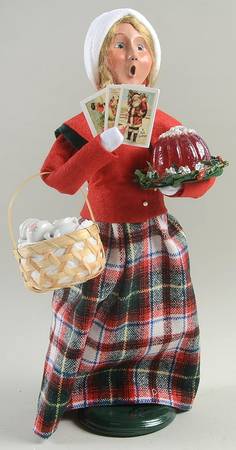 Traditional Assorted Carolers Woman With Jello Mold & Cards & Basket - No Box Nb1206