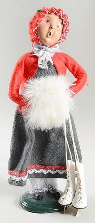 Traditional Assorted Carolers Girl With Skates & White Muff - Nb993, No Box