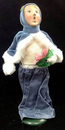 Traditional Assorted Carolers Victorian Woman-Blue Fur Dress - No Box-Nb1111