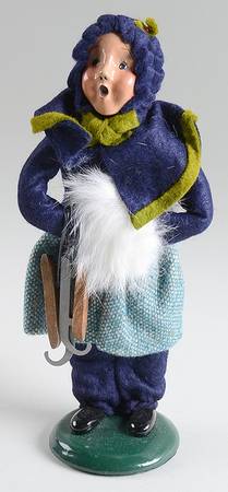Winter Outdoor Activities Girl With Skates-Blue & Green Coat - No Box