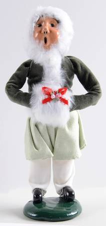 Victorian Assorted Carolers Girl With Muff-Green Fur Lined Coat - No Box