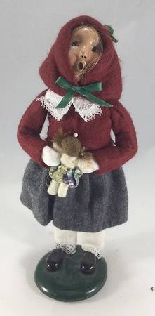 Victorian Assorted Carolers Girl With Doll-Red Hood Grey Skirt - No Box