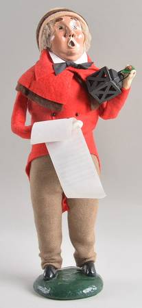 Traditional Assorted Carolers Man With Lantern & Music-Red - No Box Nb1150
