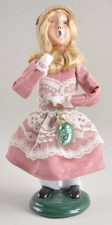 Traditional Assorted Carolers Girl With Pickle Ornament-Pink - Nb710, No Box