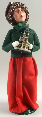 Traditional Assorted Carolers Woman With Village House/Churc - No Box Nb1194