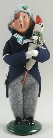 Traditional Assorted Carolers Boy With Puppet-Blue Coat Lace - No Box Nb1189