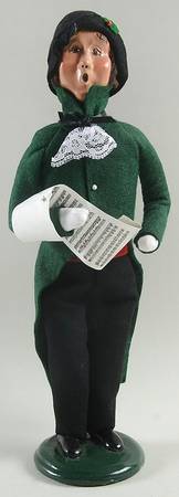 Traditional Assorted Carolers Man With Music-Green Coat - No Box Nb1183