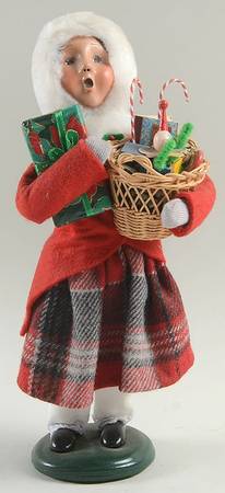 Traditional Assorted Carolers Shopper Girl With Basket Of Gifts - No Box Nb1182