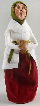 Traditional Assorted Carolers Woman With Muff- White - No Box