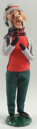 Traditional Assorted Carolers Mustache Man-Grey With Red Vest - No Box