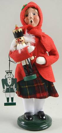 Traditional Assorted Carolers Girl With Nutcracker-Red Coat - No Box