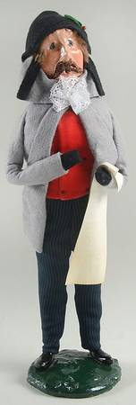 Traditional Assorted Carolers Man In Red Vest With Lace And Sheet - No Box