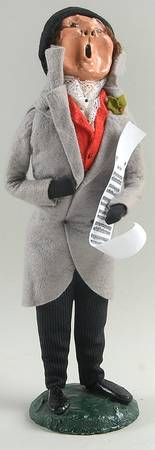 Traditional Assorted Carolers Man In Red Vest With Lace And Sheet - No Box