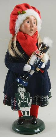 Traditional Assorted Carolers Girl With Nutcracker-Blue Coat Red Hat - No Box