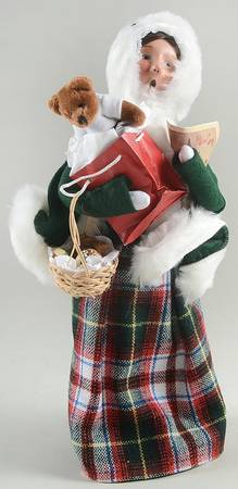 Traditional Assorted Carolers Shopper Woman With Teddy Bear - No Box Nb1249