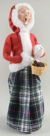 Traditional Assorted Carolers Woman With Basket Of Pinecones - No Box Nb1241