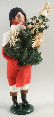 Traditional Assorted Carolers Man With Straw Ornaments Tree - No Box Nb1240