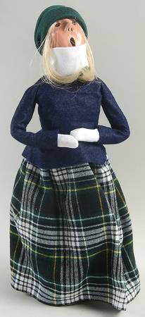 Traditional Assorted Carolers Woman In Blue Coat/Plaid Skirt - No Box Nb1281