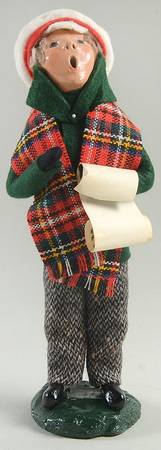 Traditional Assorted Carolers Boy With Music-Green Coat - No Box Nb1275