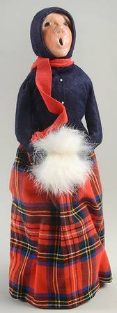 Traditional Assorted Carolers Woman With Muff-Blue Coat/Plaid - No Box Nb1263