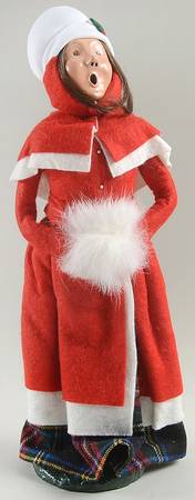Traditional Assorted Carolers Woman With White Muff-Red Outfit - No Box Nb1321