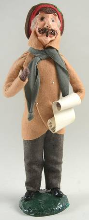 Traditional Assorted Carolers Mustache Man With Music-Tan Coat - No Box Nb1311