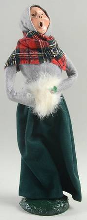Traditional Assorted Carolers Woman With White Muff-Grey Coat/Green - No Box Nb1309