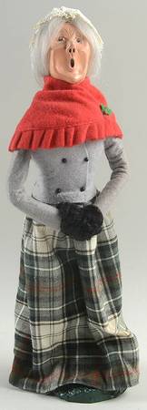 Traditional Assorted Carolers Woman With Black Muff-Grey Coat/Plaid - No Box Nb1308