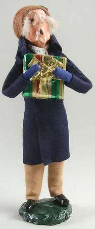 Traditional Assorted Carolers Grandfather With Gift-Blue Coat - No Box Nb1292