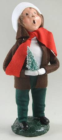 Traditional Assorted Carolers Boy With Tree-Brown Coat - No Box Nb1287