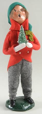 Traditional Assorted Carolers Boy With Tree-Red Coat - No Box Nb1286